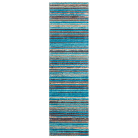 Blue Runner Rug Wool Handmade Indian Rug Carpet Mat Hallway Long Rugs Mats Striped New
