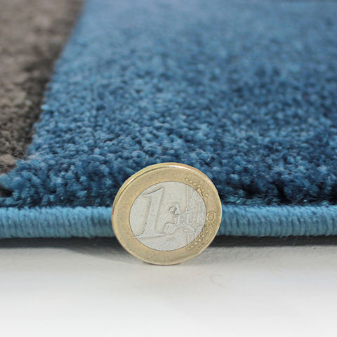 Blue and Grey Rug Geometric Hand Carved Pattern Floor Mat Lounge Hallway Carpet