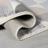 Modern Rug Cream Grey Dusky Pink Geometric Carpet for Living Room Bedroom Low Pile Polypropylene Extra Large Small Mat