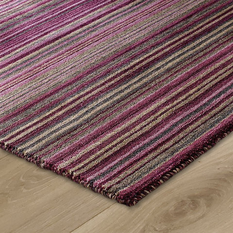 Wool Rug Handmade Purple Stirped Living Room Bedtoom Rug Carpet Floor Mat Thick Area Rug