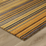 Wool Rug Handmade Yellow Stirped Living Room Bedtoom Rug Carpet Floor Mat Thick Area Rug