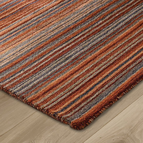 Wool Rug Handmade Orange Stirped Living Room Bedtoom Rug Carpet Floor Mat Thick Area Rug