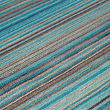 Wool Rug Handmade Blue Stirped Living Room Bedtoom Rug Carpet Floor Mat Thick Area Rug