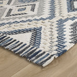 Dhurrie Rug Wool Rugs Boho Style Grey Blue Living Room Bedroom Carpet Mat