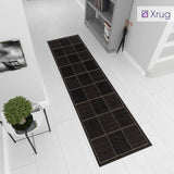 Black Beige Runner Rug Non Slip Kitchen Hall Hallway Runner Long Carpet Durable Check Flat Weave Mat
