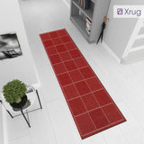 Red Runner Rug Non Slip Kitchen Hall Hallway Runner Long Carpet Durable Check Flat Weave Mat
