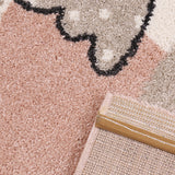 Childrens Animal Rug Kids Pink Beige White Cream Lamb Sheep Pattern Playroom Carpet Baby Room Bedroom Girls Boys UnisexMat