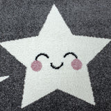 Childrens Grey Rug Kids Star Nursery Play Mat Small Large Baby Floor Carpet New