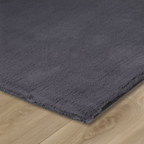 Short Pile Rug Charcoal Grey Area Carpet Floor Mat for Living Room Bedroom Lounge