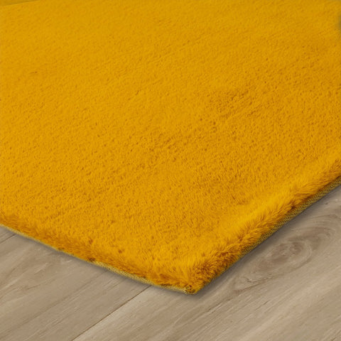 Yellow Living Room Rug Mustard Carpet Low Pile Soft Low Pile Plain Carpet Mat
