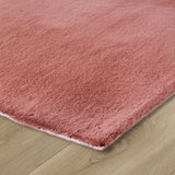 Pink Living Room Rug Carpet Low Pile Soft Low Pile Plain Carpet Mat