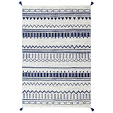 Cotton Rug Hand made Cream Navy Blue 100% Natural Carpet Mat