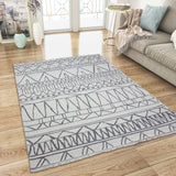Cotton Rug Washable Cream Grey Aztec Pattern Large & Small Flatweave Natural Bedroom Living Room Carpet Mat with Tassels