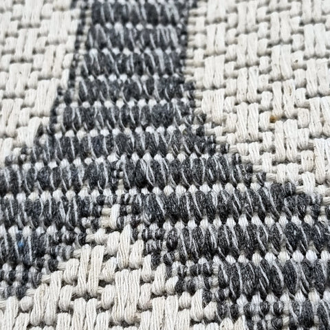 Cream Grey Cotton Runner Rug Flatweave 300cm Long Carpet  