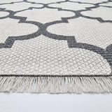 Cotton Rug Cream Grey with Tassels Large XL Small Washable Flatweave Rug Carpet Mat