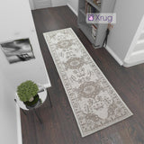 Cotton Rug Runner Washable Cream Taupe Brown Oriental Vintage Pattern Hall Hallway 3m Long Carpet Mat