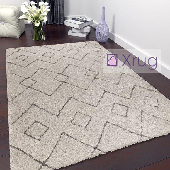 Cream Rug Short Pile Modern Pattern Woven Carpet Small X Large Bedroom Floor Mat