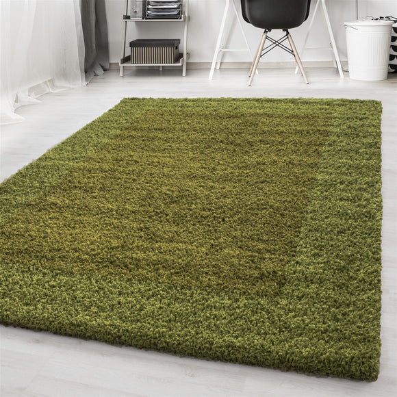 Deep Pile Shaggy Rug Green Fluffy Bedroom Floor Carpet Small X Large Lounge Mats