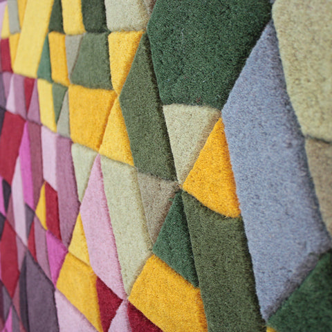 Designer Wool Rug Modern Multi Coloured Geometric Pattern Carpet Mat Bedroom Mat