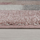 Dusky Pink Rug Hand Carved Pattern Mat Modern Geometric Carpet for Living Room