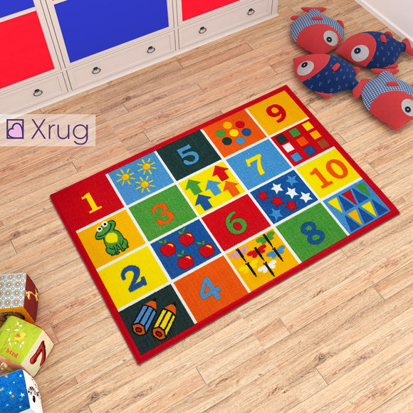 Kids Rug Educational NON SLIP MACHINE WASHABLE Numbers Nursery Play Mat for Bedroom Playroom 80x120cm