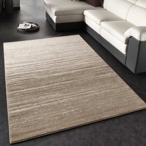 Cream Beige Rug Striped  Design Living Room Carpet Extra Large Bedroom Area Mat