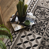 Flat Woven Rugs Grey Black Kitchen Carpet Trellis Pattern Hard Wearing Floor Mat