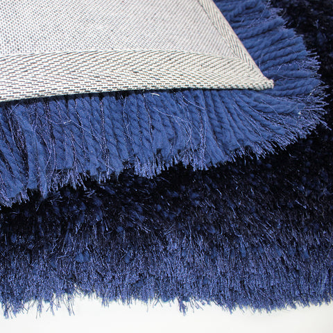 Fluffy Rug Plain Indigo Long Pile Shaggy Mat Small Large Modern Bedroom Carpet