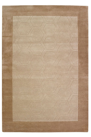 Beige Wool Rug Geometric Contour Cut Pattern Natural HANDWOVEN Carpet Area Mats