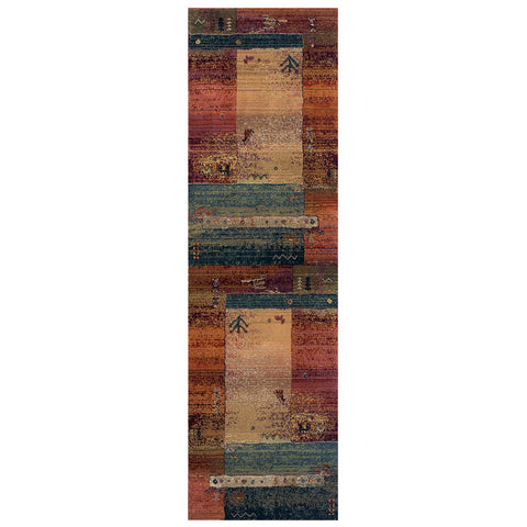 Colourful Rug Runner Multicoloured Geometric Ethnic Nomad Tribal Boho Hallway Runner Long Carpet for Living Room Bedroom 