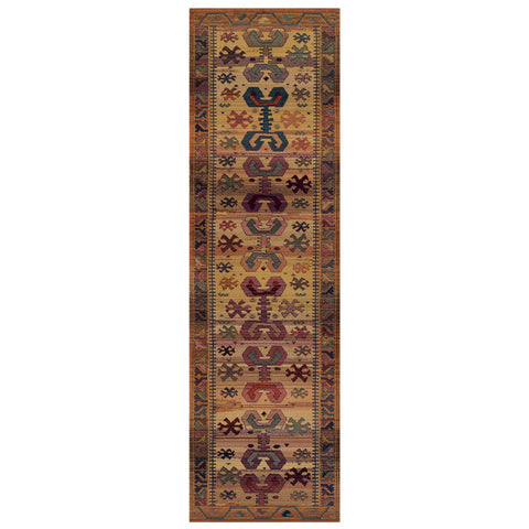 Oriental Rug Runner Colourful Multicoloured Striped Ethnic Nomad Tribal Hallway Runner Long Carpet for Living Room Bedroom 