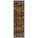 Colourful Rug Runner Multicoloured Diamond Ethnic Nomad Tribal Boho Hallway Runner Long Carpet for Living Room Bedroom 