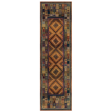 Colourful Rug Runner Multicoloured Diamond Ethnic Nomad Tribal Boho Hallway Runner Long Carpet for Living Room Bedroom 