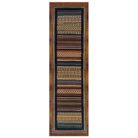 Colourful Runner Multicoloured Striped Ethnic Nomad Tribal Boho Hallway Runner Long Carpet for Living Room Bedroom 