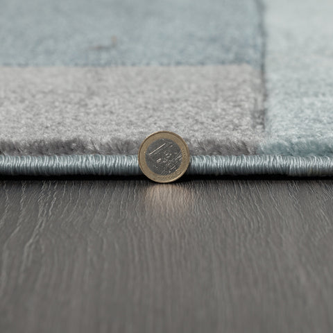 Geometric Rug Denim Blue Hand Carved Modern Pattern Mat Living Room Floor Carpet