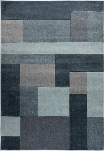 Geometric Rug Denim Blue Hand Carved Modern Pattern Mat Living Room Floor Carpet