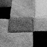 Geometric Rug Grey Black Contour Cut Modern Pattern Mat Small Large Floor Carpet