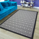Cotton Rug Black Geometric Machine Washable Large & Small Flatweave Natural Bedroom Living Room Carpet Mat