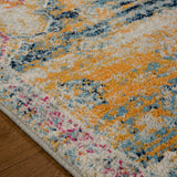 Blue and Mustard Rug Distressed Vintage Pattern Large Small Living Room Bedroom Carpet Mat
