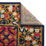 Vintage Rug Navy Blue Mustard Red Woven Mat Carpet