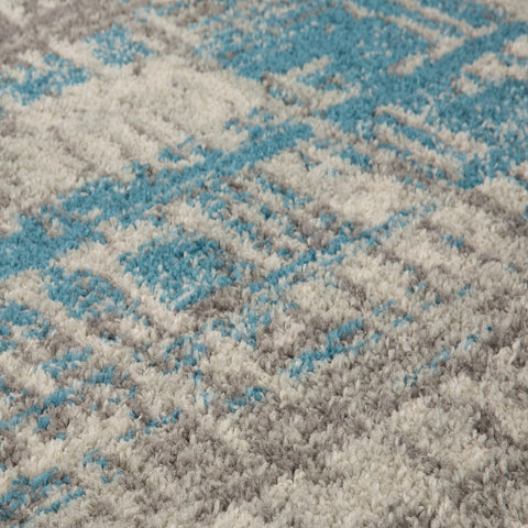 Modern Rug Blue Grey Hard Wearing Carpet Bedroom and Living Room Rugs Large Mat