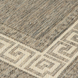 Kitchen Grey Cream Rug Flat Weave Non Slip Woven Carpet Modern Greek Key Pattern Bordered Geometric Design Large Hall Hallway Runner Long Polypropylene Mat 60x180 60x230