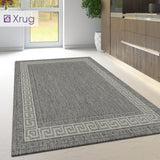 Kitchen Rug Grey Non Slip Greek Key Border Large Small Runner Heavy Duty Carpet Mat