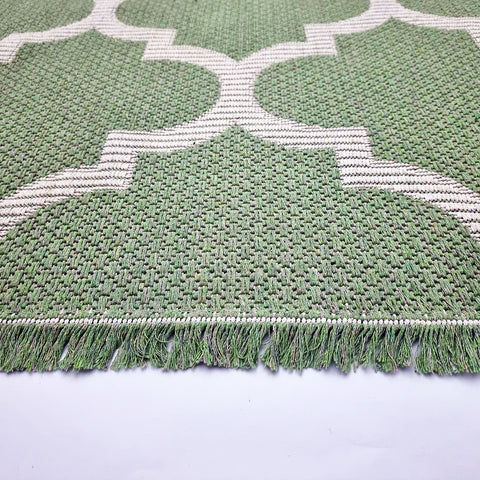 Runner Rug green with Tassels Moroccan Trellis 300cm Long Carpet for Hallway Bedroom Living Room Dining Room Washable