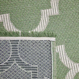 Green Cotton Runner with Tassels 300cm Long Flatweave Washable Runner Mat Hallway Carpet Bedroom Mat