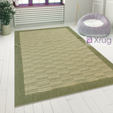 Green Patterned Rug Hard Wearing Floor Mat Modern Flat Woven Room Lounge Carpet