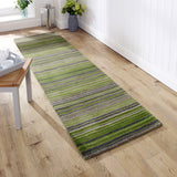 Green Runner Rug Wool Handmade Indian Rug Carpet Mat Hallway Long Rugs Mats Striped New