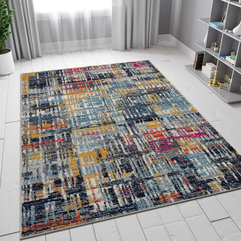 Multicoloured Abstract Rug Colorful Modern Design Carpet Large Small Woven Mat