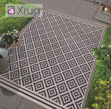 Black and Beige Rug Indoor Outdoor Garden Patio Check Carpet Water Resistant Mat