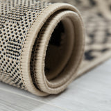Black and Beige Rug Indoor Outdoor Garden Patio Check Carpet Water Resistant Mat